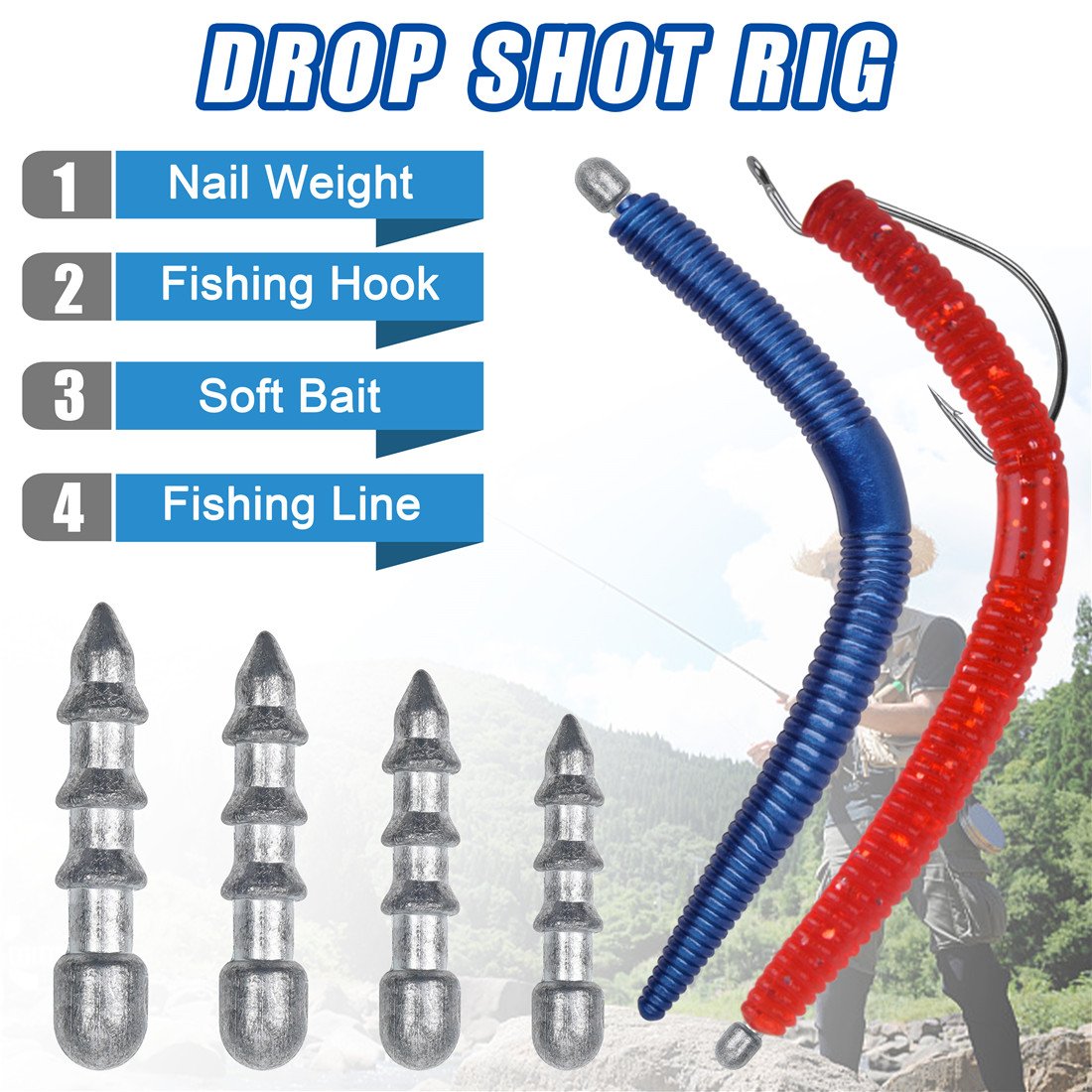 60PCS Nail weights Worm Fishin - огляд і ціна Fishing Equipment Used